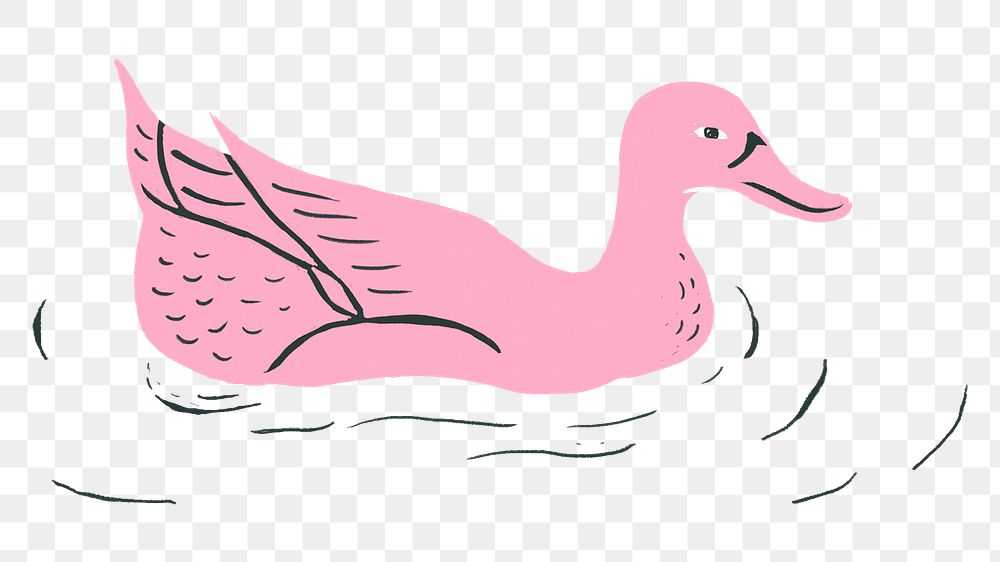 Pink duck png illustration sticker, animal on transparent background