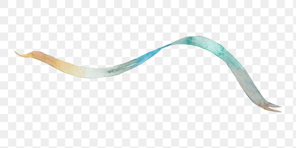 Watercolor ribbon png sticker, transparent background