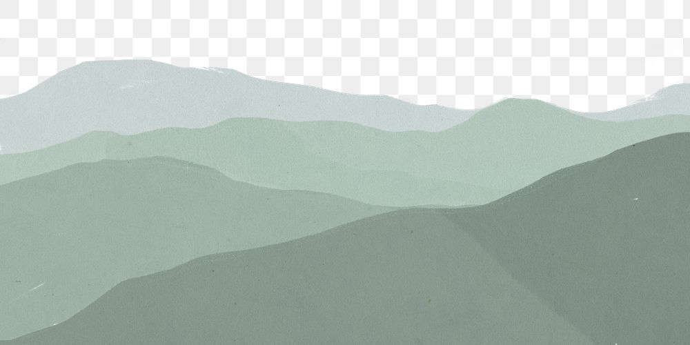 Green mountain png border, transparent background