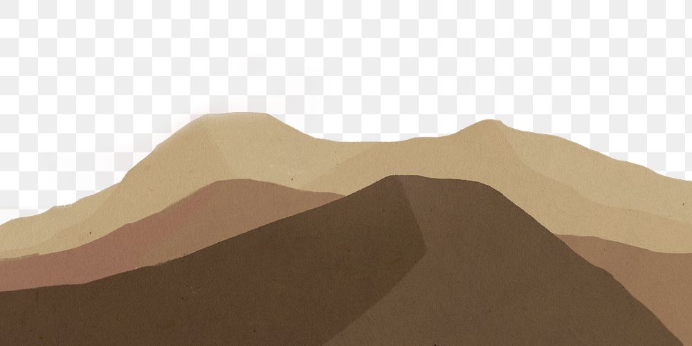 Brown mountain png border, transparent background