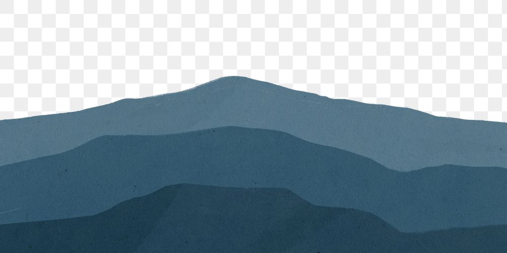 Blue mountain png border, transparent background