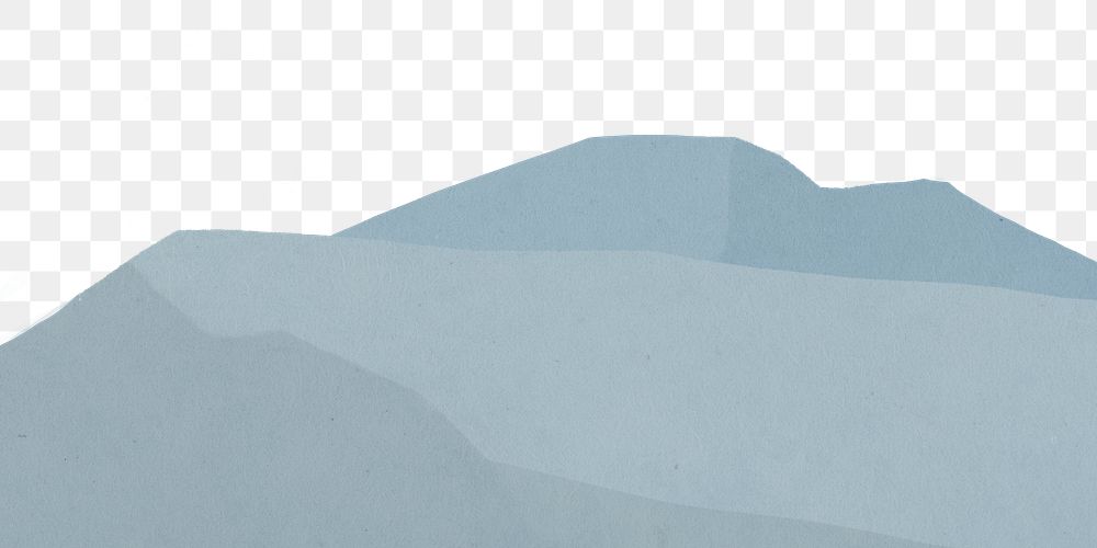 Blue mountain png border, transparent background