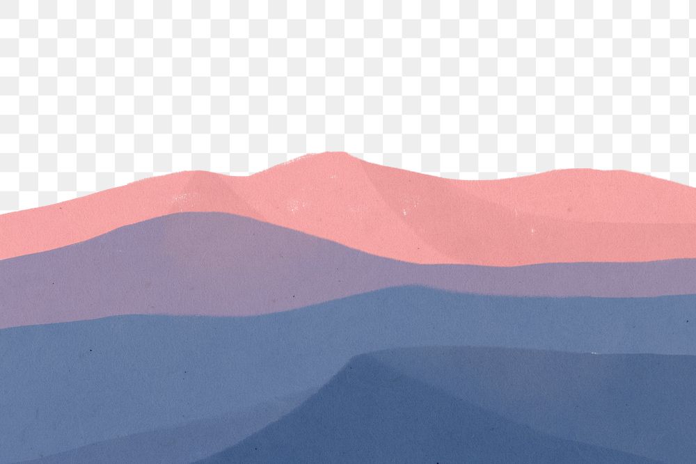 Pink landscape mountain png border, transparent background