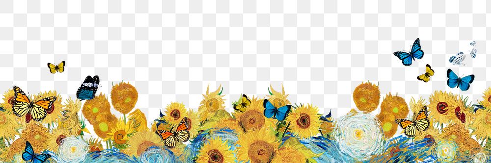 Vintage sunflowers png border sticker, transparent background. Remixed by rawpixel.