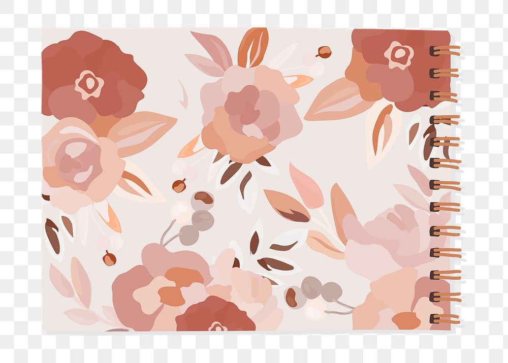 Floral notebook png sticker, transparent background