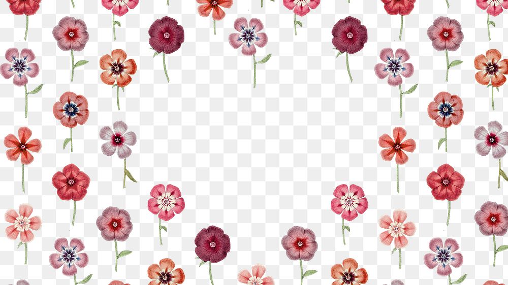 PNG red flowers frame sticker, painting by Pierre Joseph Redouté on transparent background. Remixed by rawpixel.