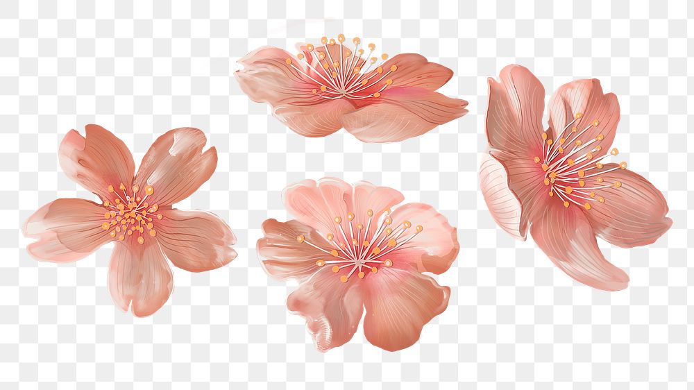 Japanese Sakura flowers png sticker, transparent background