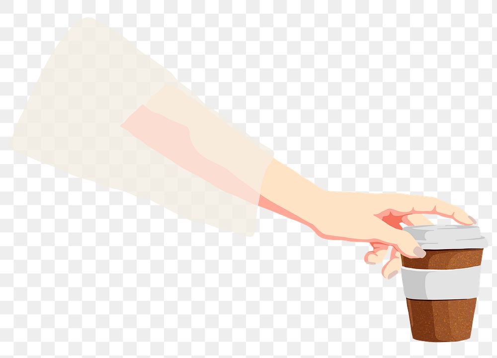 Hand holding coffee png illustration sticker, transparent background