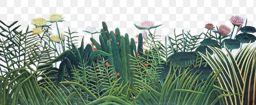 Henri Rousseau's png forest border, transparent background, remixed by rawpixel