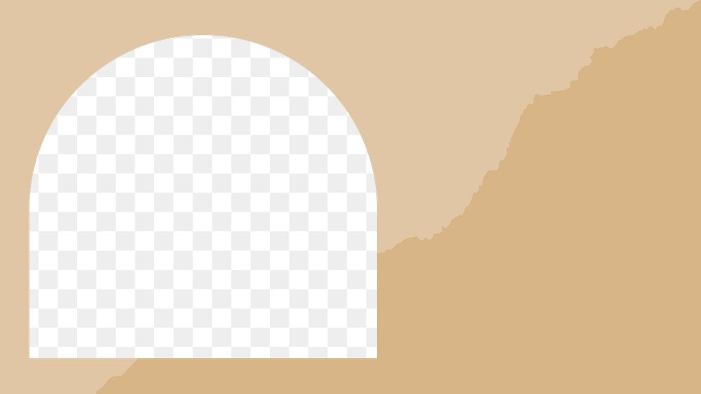 PNG beige arch frame sticker, transparent design