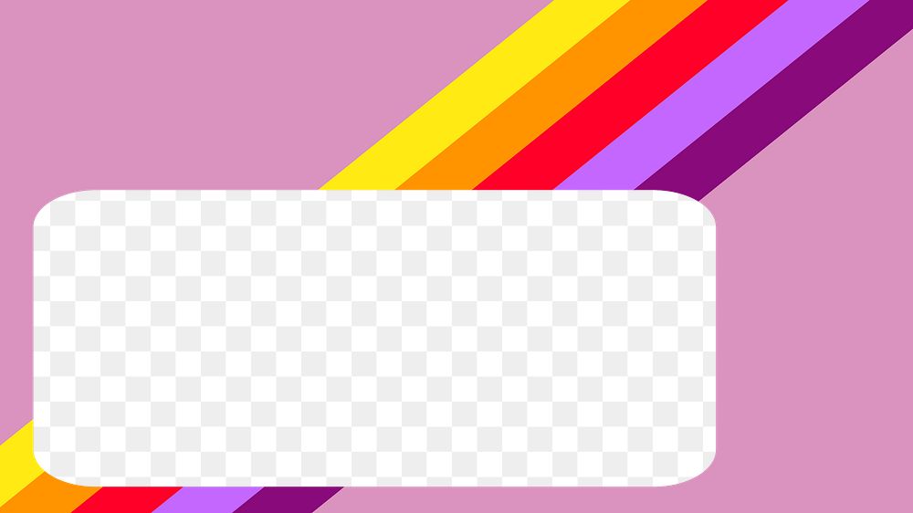 Rainbow rectangle png frame, pink transparent background