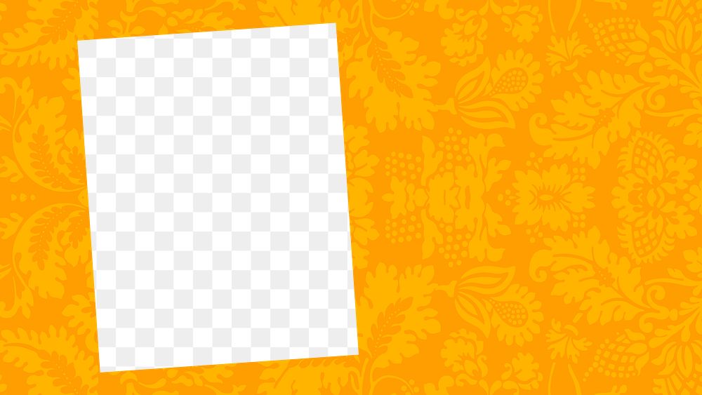 Yellow frame png botanical pattern sticker, transparent background