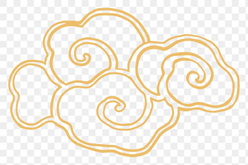 Gold Chinese cloud png sticker, transparent background