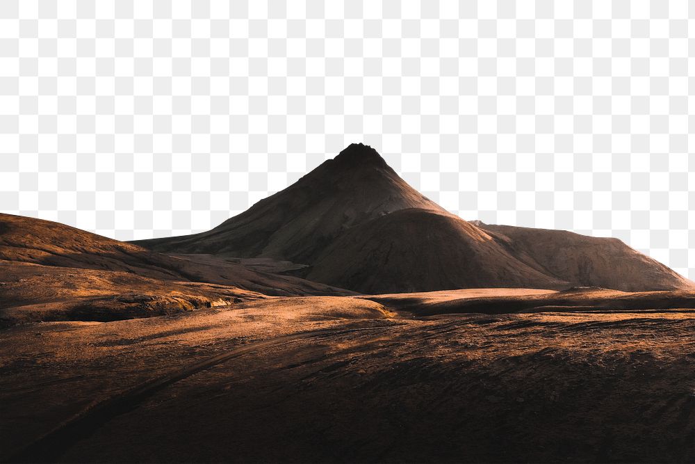 PNG warm tone mountain border, transparent background