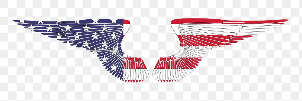 PNG American  flag wings clipart, transparent background. Free public domain CC0 image.