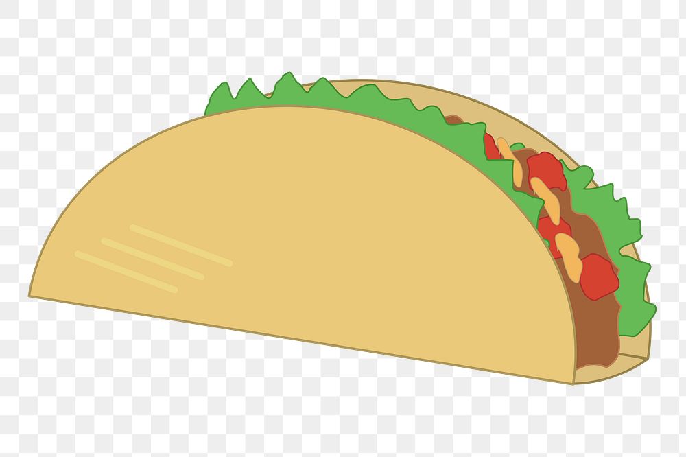 Taco Mexican food png sticker, transparent background. Free public domain CC0 image.