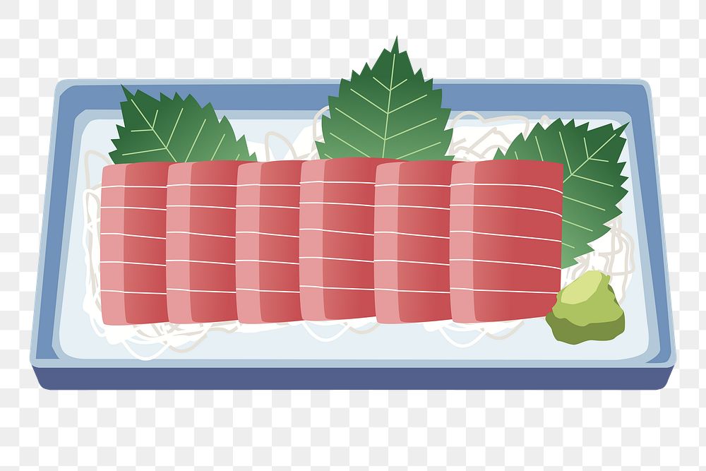 Salmon sashimi png sticker, transparent background. Free public domain CC0 image.