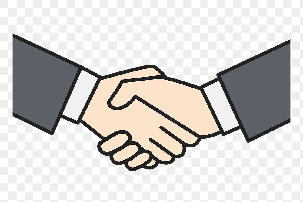 Business handshake  png clipart illustration, transparent background. Free public domain CC0 image.