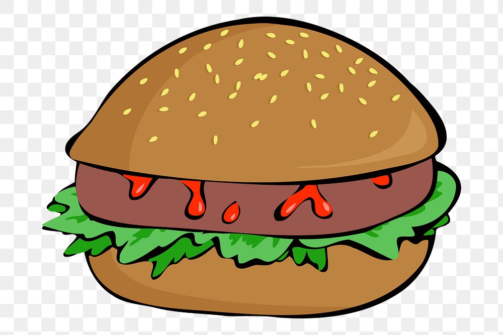 Hamburger png illustration, transparent background. Free public domain CC0 image.