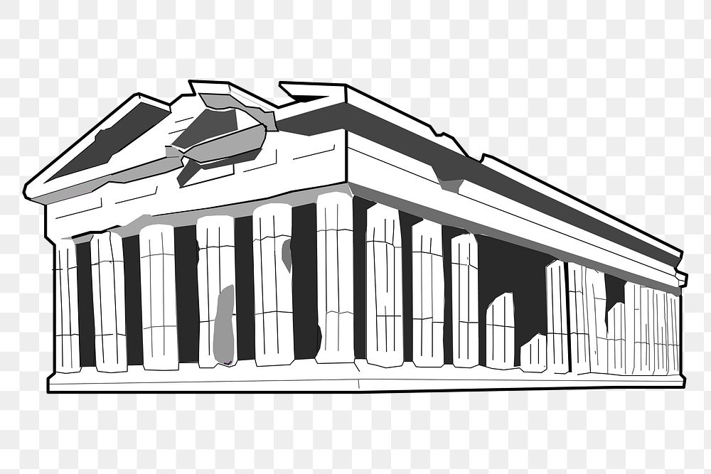 Parthenon  png clipart illustration, transparent background. Free public domain CC0 image.
