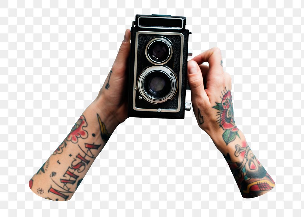 PNG retro film camera sticker, transparent background