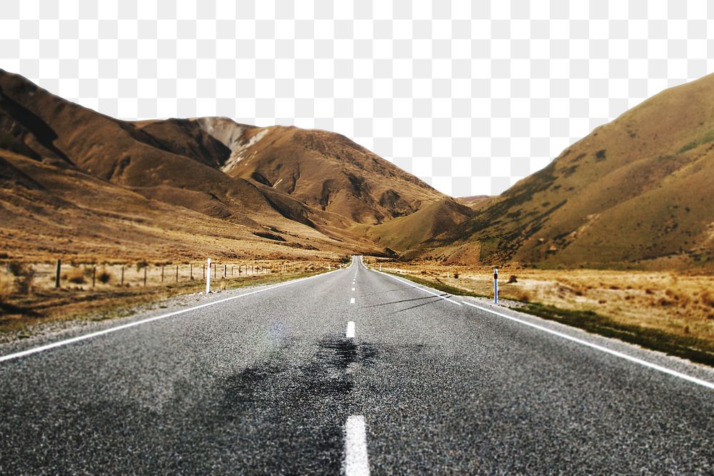 Mountain highway png border, transparent background