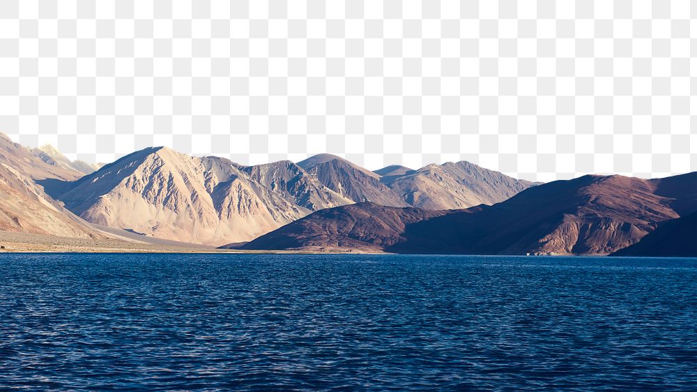 Mountain & lake png border, transparent background