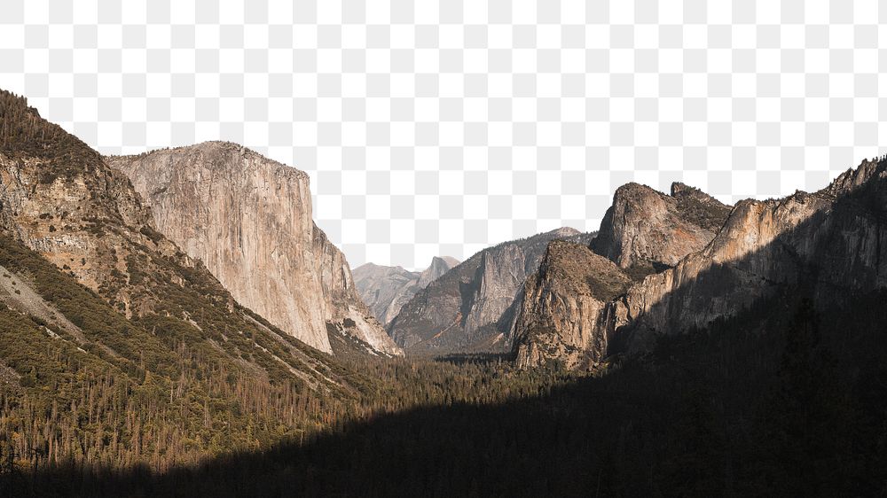 PNG Yosemite mountain landscape border, transparent background