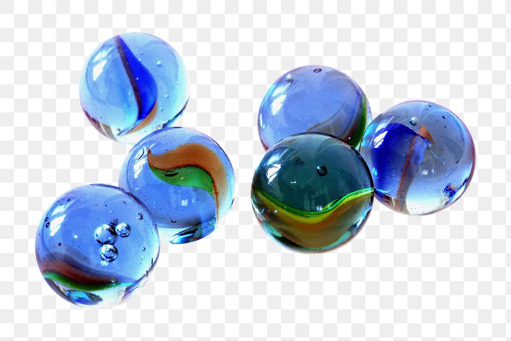 Blue marble png pebbles  sticker, transparent background