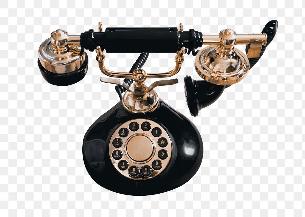 Rotary dial telephone png sticker, transparent background