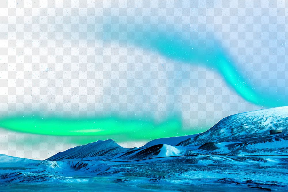 Png Arctic northern lights border sticker, transparent background