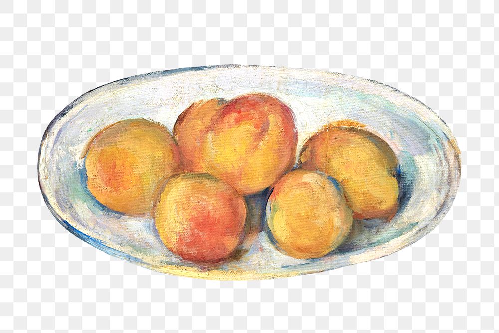 Png Cezanne’s Peaches sticker, still life painting, transparent background.  Remixed by rawpixel.