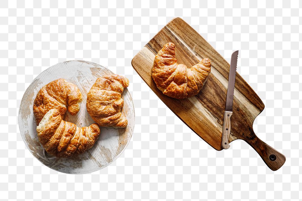 Fresh baked croissants png sticker, transparent background