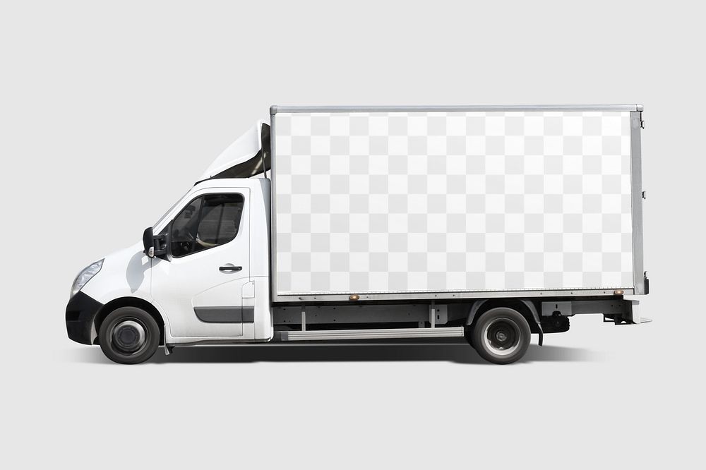 Moving truck png transparent mockup, logistic vehicle