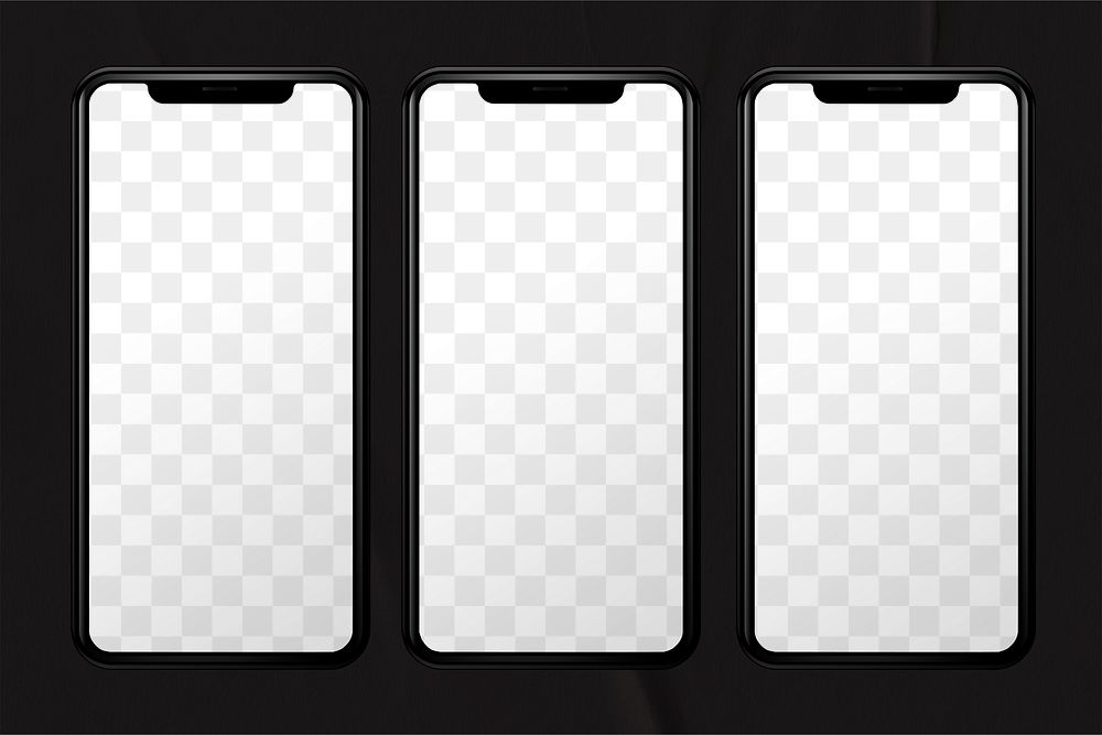 Phone screen mockups png, transparent design