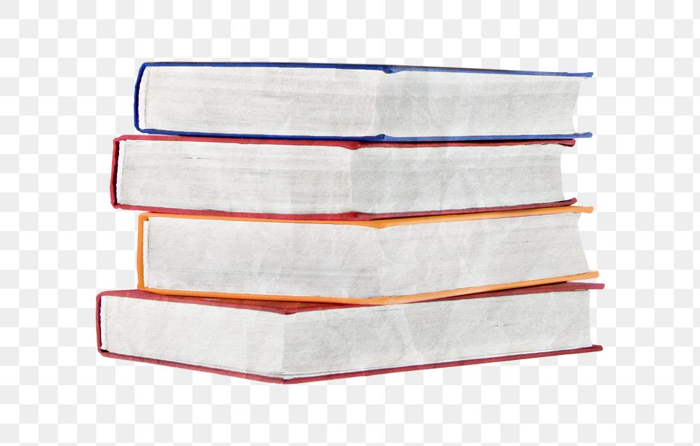 Stacked books png sticker, transparent background