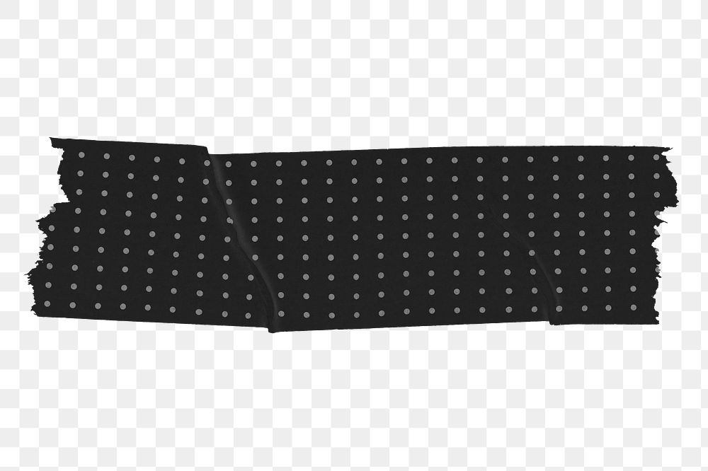 Black-dotted washi tape png sticker, transparent background