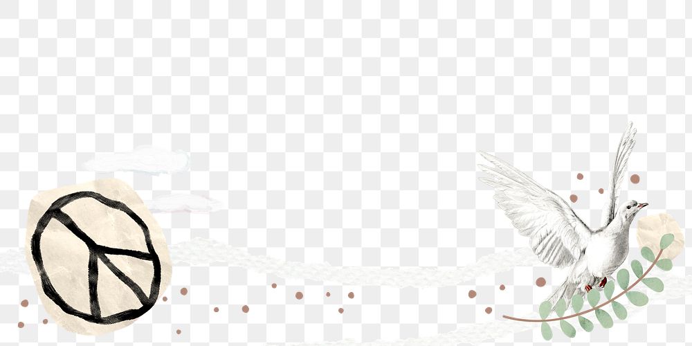 Dove of peace png border, transparent background