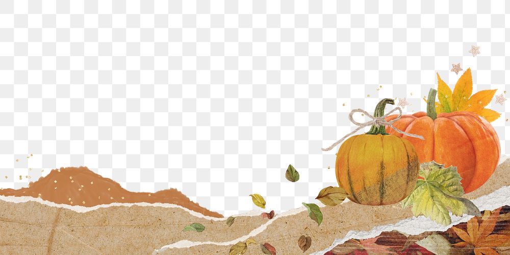 Pumpkin png border sticker, transparent background