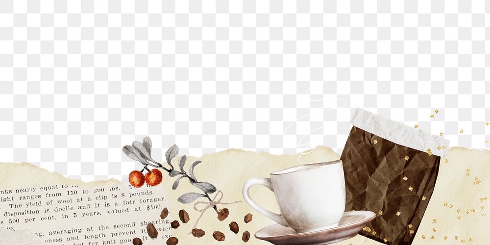 Coffee aesthetic png border, transparent background