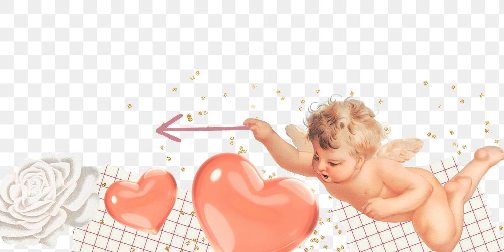 Valentine's cupid png border, transparent background