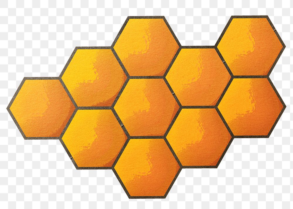 PNG Yellow honeycomb, paper craft element, transparent background