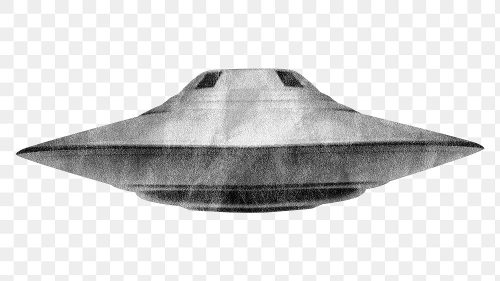 PNG UFO spaceship, paper craft element, transparent background