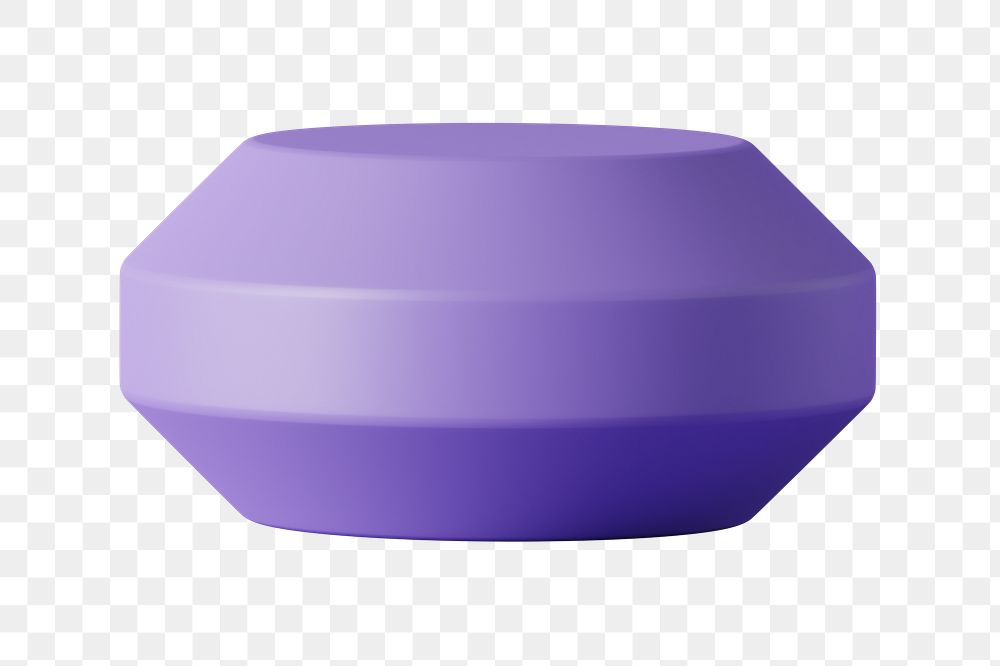 Purple abstract png geometric shape sticker, 3D design, transparent background