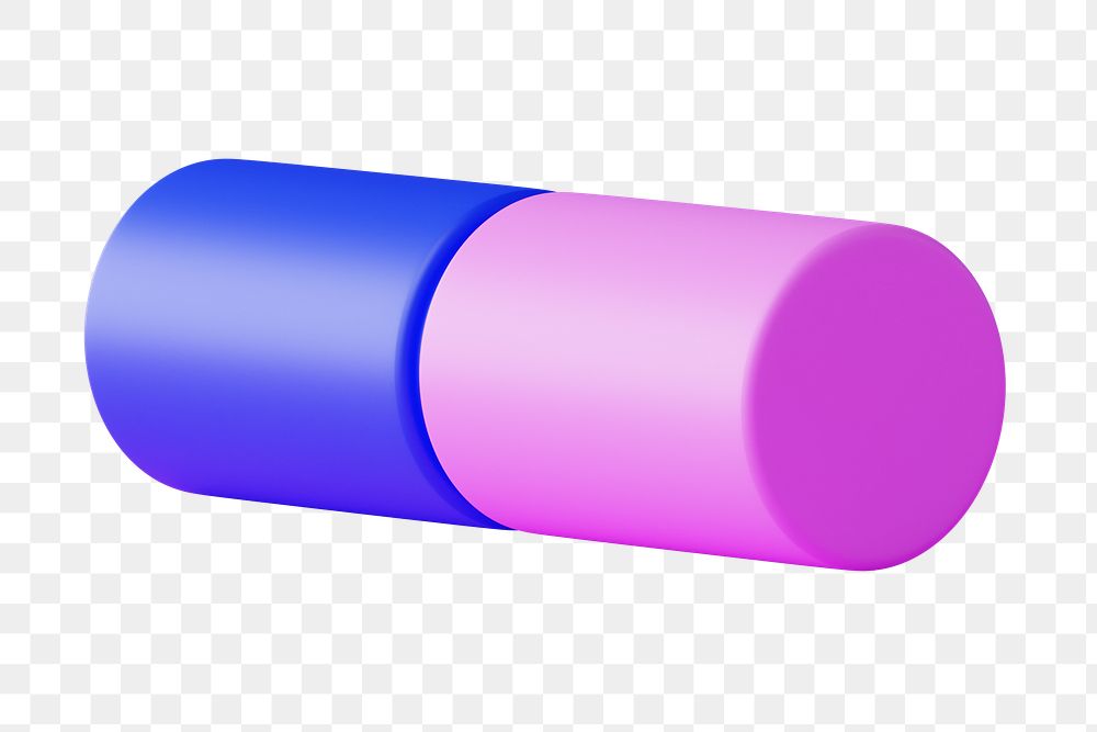 Colorful cylinder shape png sticker, 3D rendering graphic, transparent background