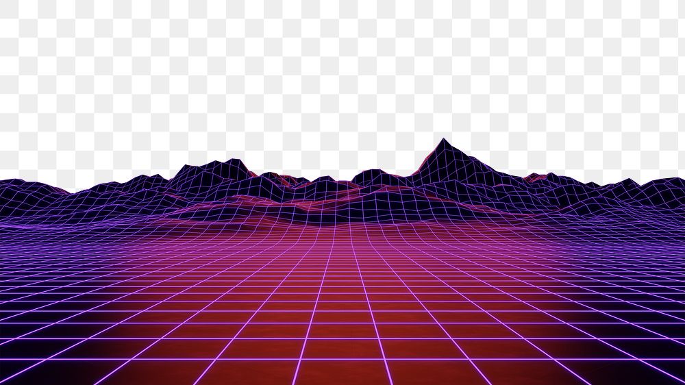 Retro futuristic vaporwave png border, transparent background