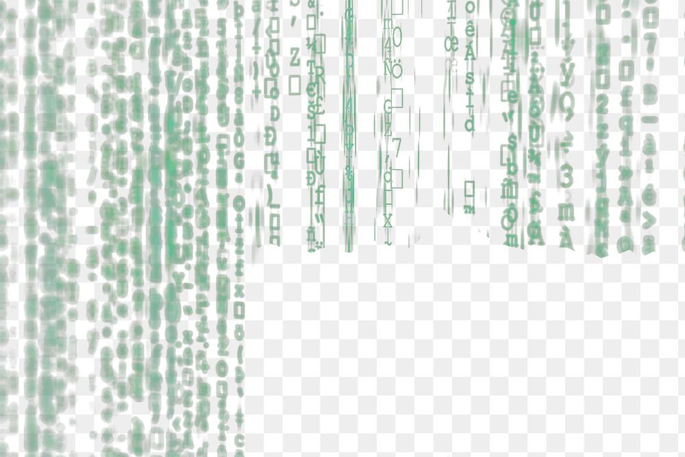 Green computer code png background, transparent design