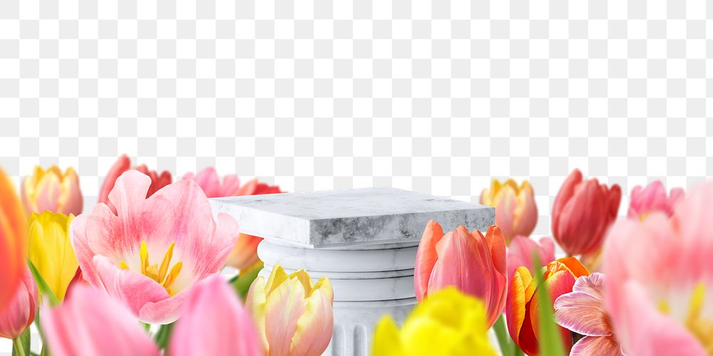 Flower field png podium, product display, transparent background