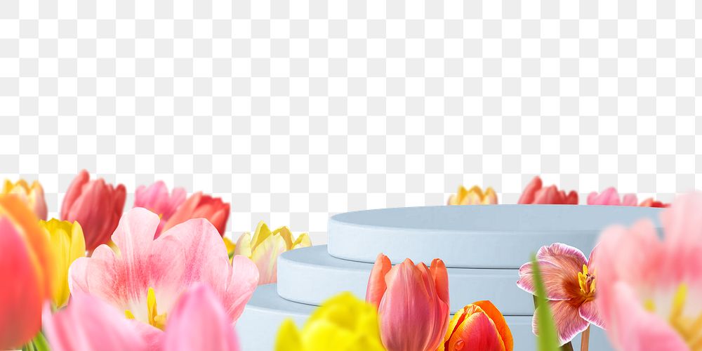 Flower field png podium, product display, transparent background