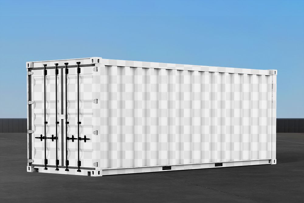 Shipping container png mockup, 3D cargo, transparent design